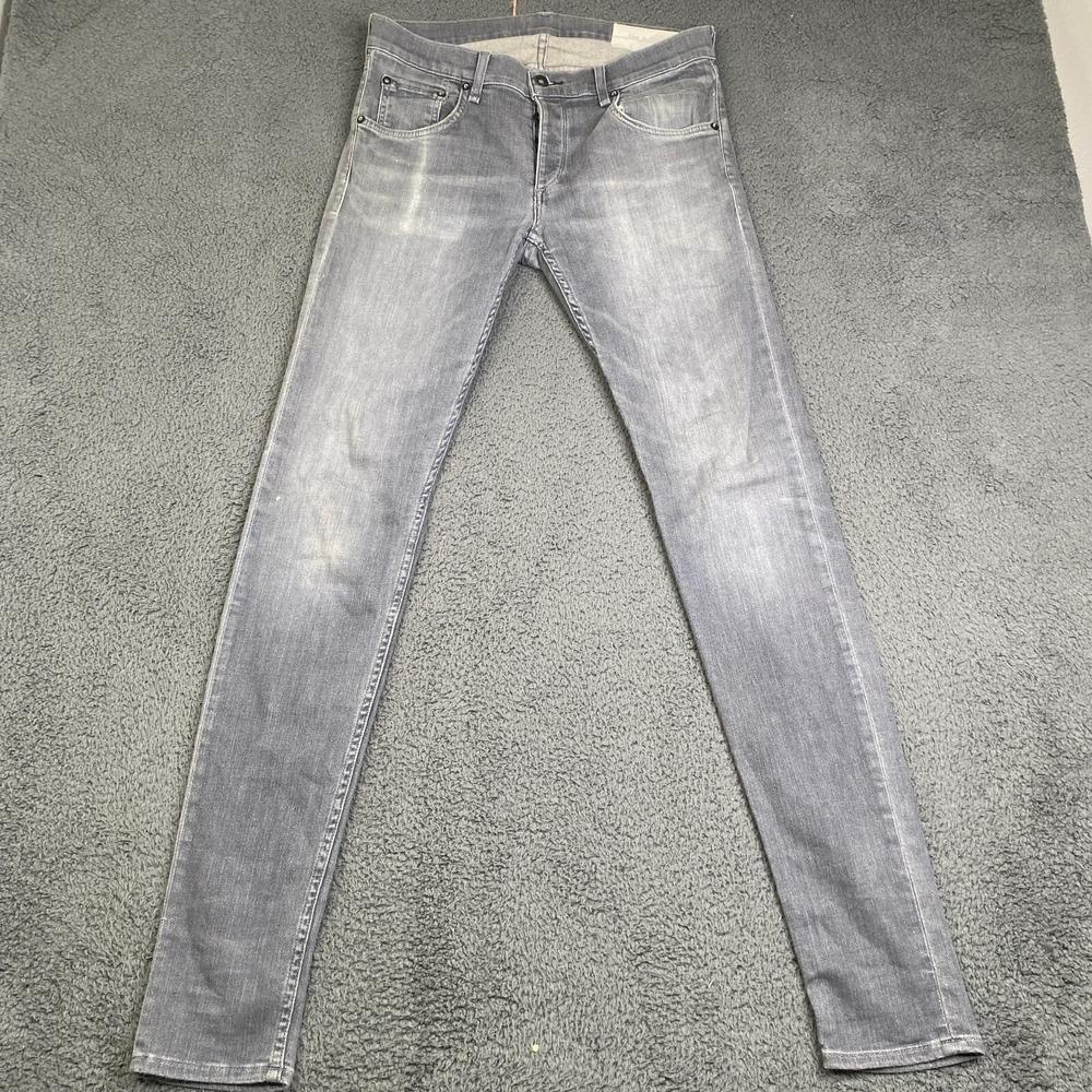 Rag & Bone Jeans Mens 32 X 33 Gray Denim Flat Front Fit 1 Extra Slim Button Fly